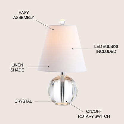 Lampe de table LED Goddard 16 à boule de cristal/métal, par JONATHAN Y