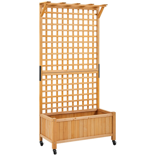 Yaheetech Planter en bois surélevé de 72H avec treillis, jardinière autoportante pour jardin et cour