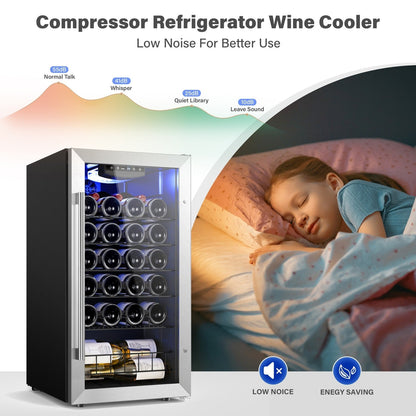 Yeego Réfrigérateur à vin mini-bar indépendant à 17 pouces, monoclimatique, 27 bouteilles - 16,9 pouces