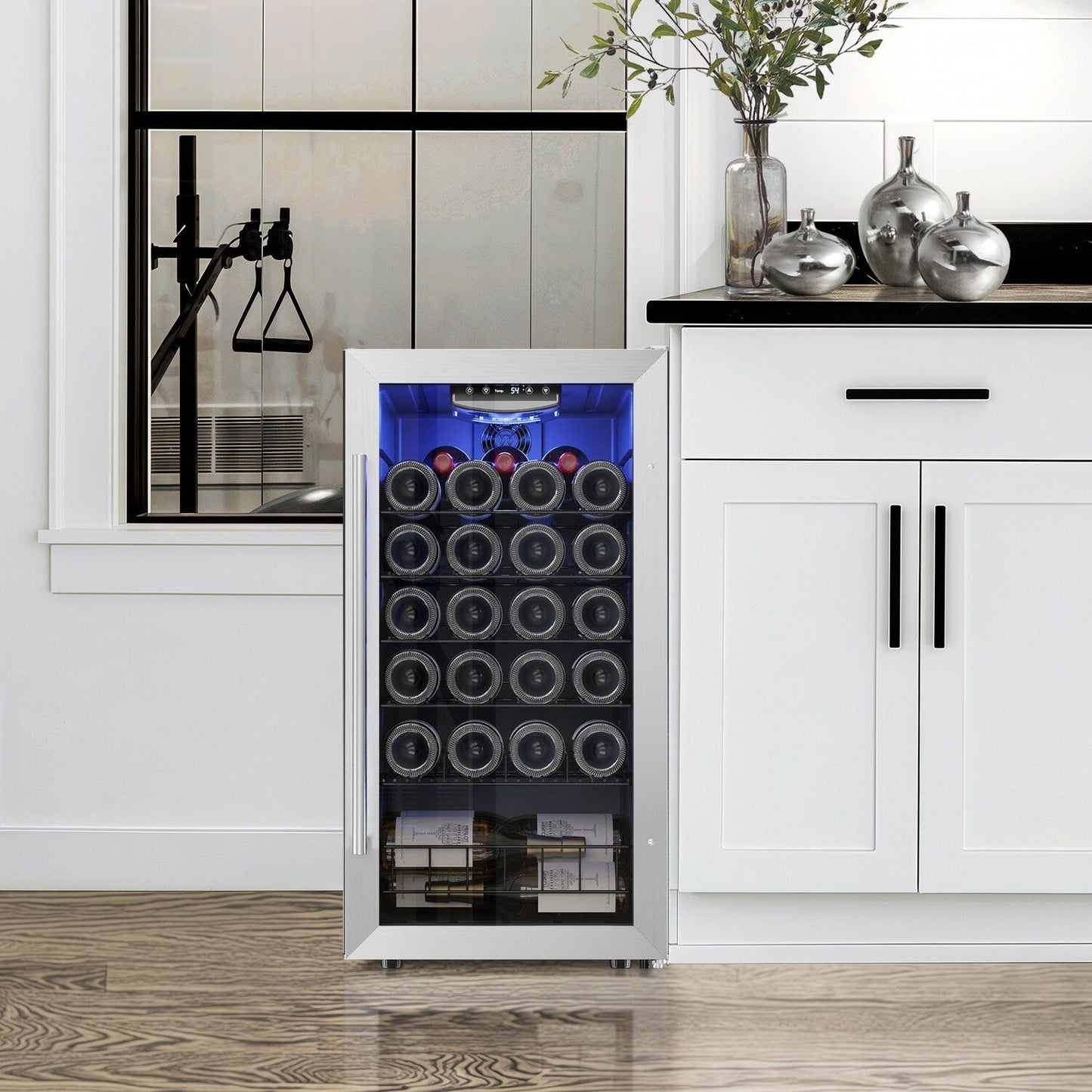 Yeego Réfrigérateur à vin mini-bar indépendant à 17 pouces, monoclimatique, 27 bouteilles - 16,9 pouces