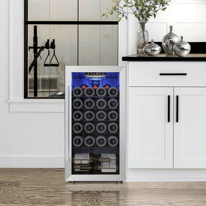 Yeego Réfrigérateur à vin mini-bar indépendant à 17 pouces, monoclimatique, 27 bouteilles - 16,9 pouces