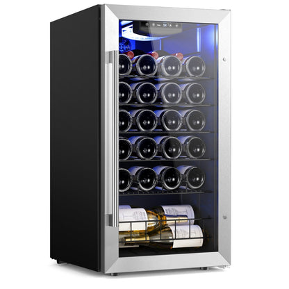 Yeego Réfrigérateur à vin mini-bar indépendant à 17 pouces, monoclimatique, 27 bouteilles - 16,9 pouces