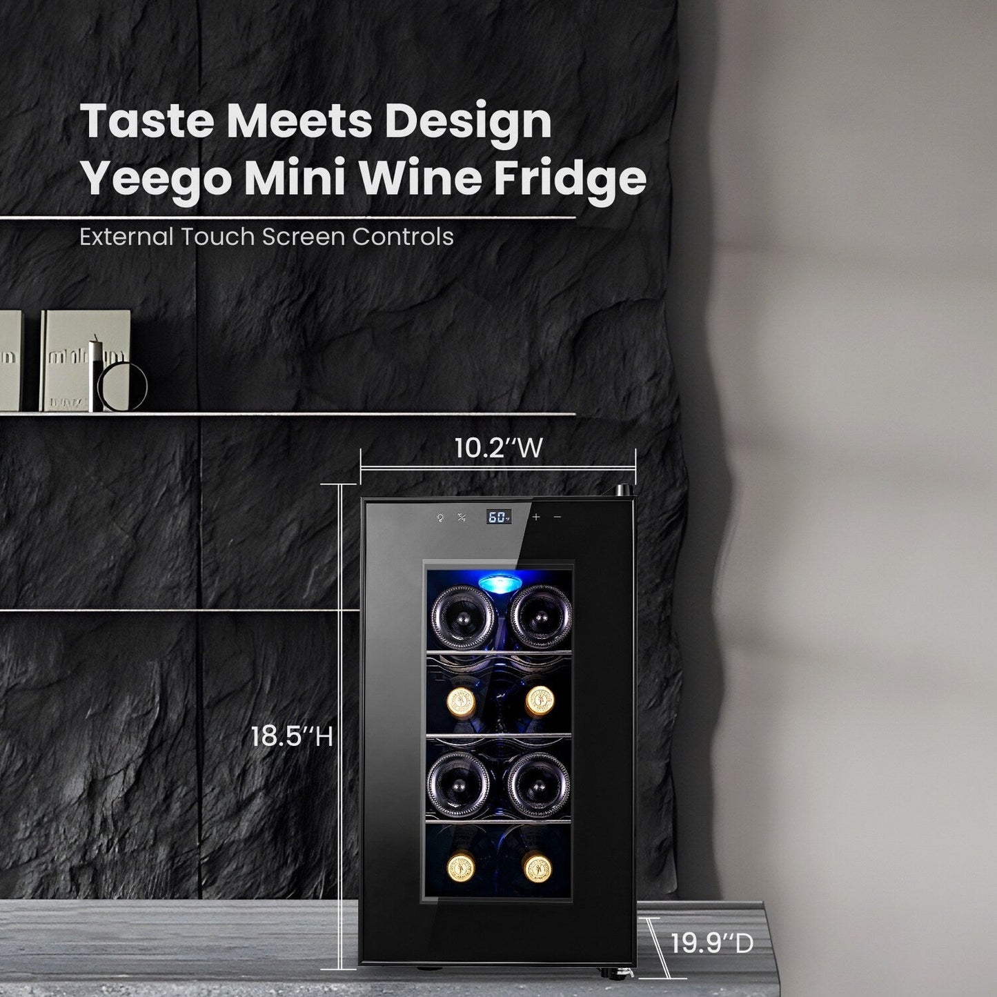 Réfrigérateur à vin Yeego pour 8 bouteilles - Mini refroidisseur