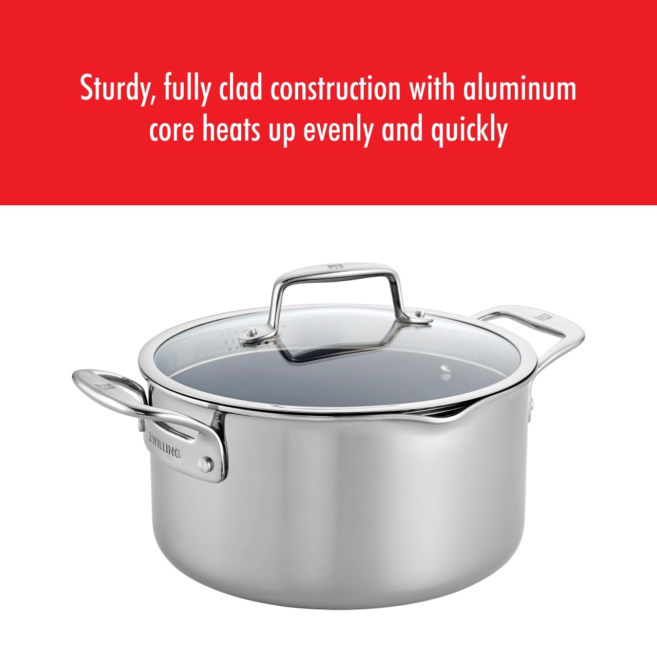 Pochette de cuisson ZWILLING Clad CFX en acier inoxydable et céramique antiadhésive de 6 quarts