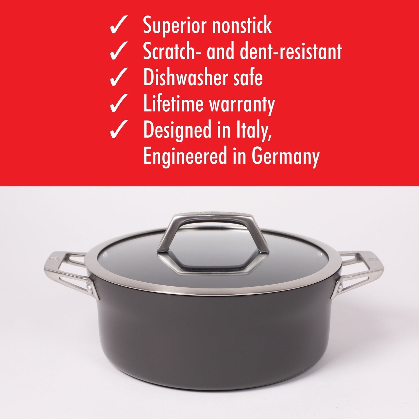 Casserole à fond épais en aluminium anodisé ZWILLING Motion, antiadhésive