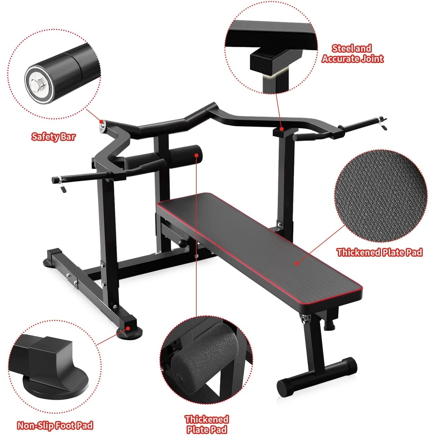 Ensemble de banc de musculation et de presse pectorale Zenova avec bras indépendants convergents et support pour haltères