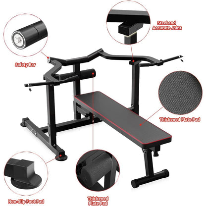 Ensemble de banc de musculation et de presse pectorale Zenova avec bras indépendants convergents et support pour haltères